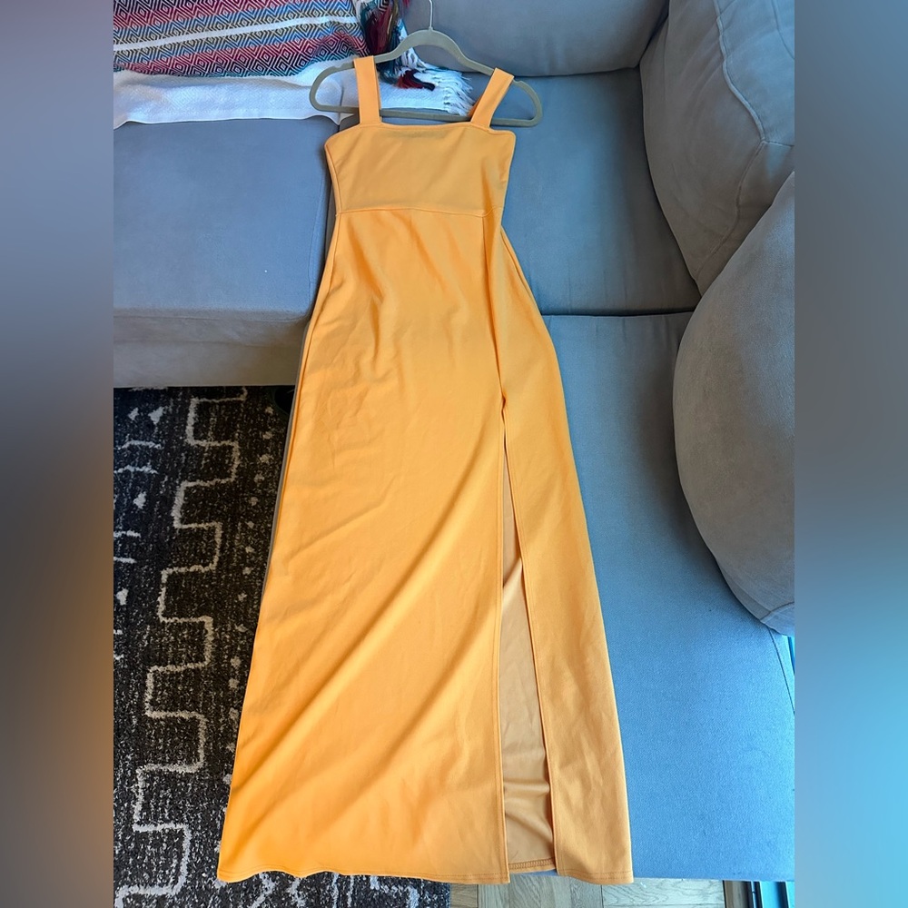 Nasty Gal Orange Sleeveless Square Neck Maxi Dress